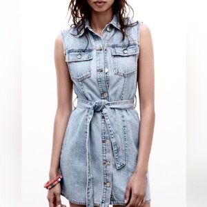 Zara denim mini sleeveless dress NWT
